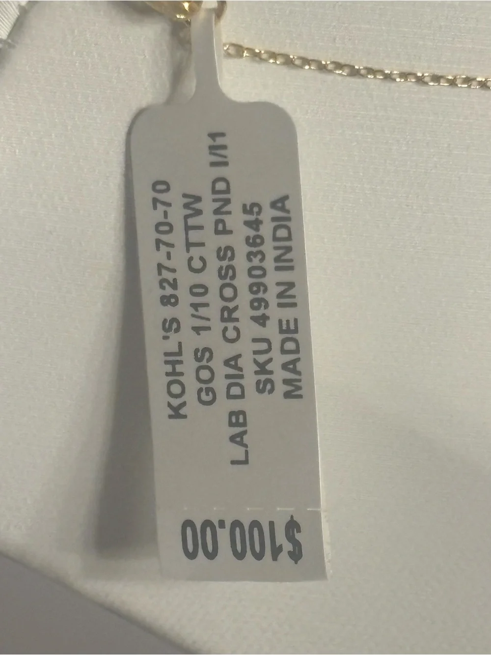 Kohls Gold Cross Pendant Necklace with Lab Diamonds - Retails $100.00